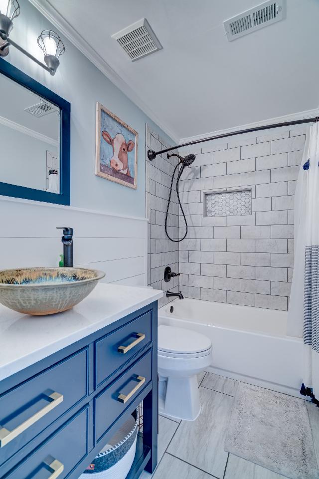 bathroom after being remodeled